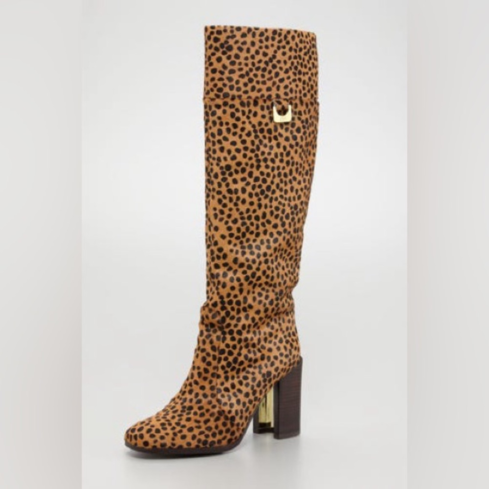 Diane Von Furstenberg Cheetah Print Pony Hair Knee-High Boots 8.5